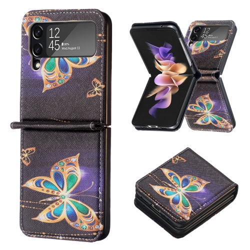 

For Samsung Galaxy Z Flip3 5G Colored Drawing Invisible Magnetic Leather Phone Case(Big Butterfly)