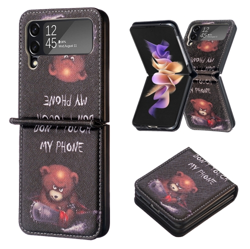 

For Samsung Galaxy Z Flip3 5G Colored Drawing Invisible Magnetic Leather Phone Case(Bear)