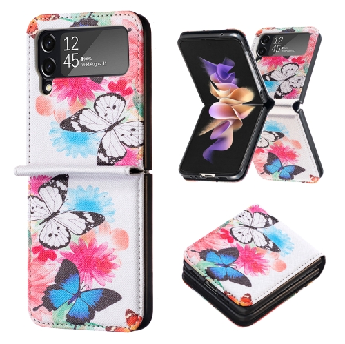 

For Samsung Galaxy Z Flip3 5G Colored Drawing Invisible Magnetic Leather Phone Case(Butterflies)