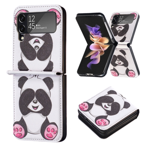 

For Samsung Galaxy Z Flip3 5G Colored Drawing Invisible Magnetic Leather Phone Case(Panda)