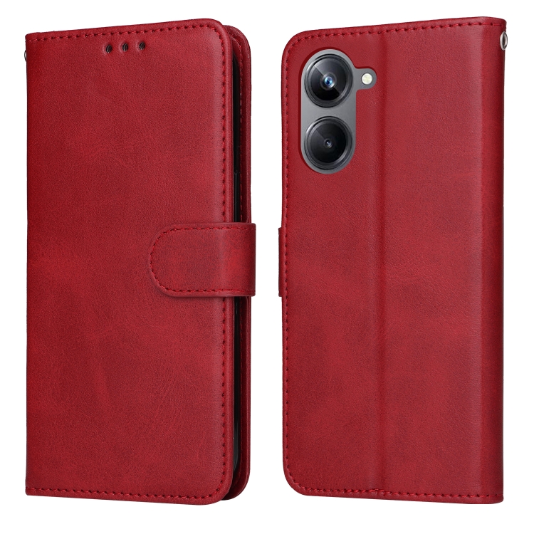 

For Realme 10 Pro 5G Classic Calf Texture Flip Leather Phone Case(Red)