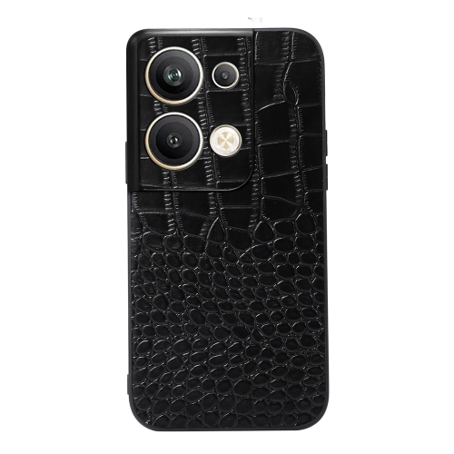 

For OPPO Reno9 Pro+ Crocodile Top Layer Cowhide Leather Phone Case(Black)