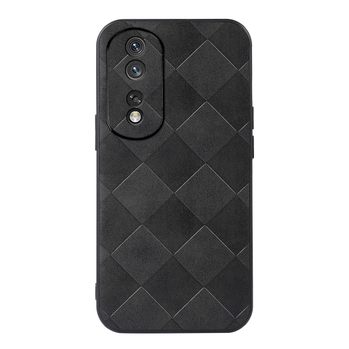 

For Honor 80 Pro Weave Plaid PU Phone Case(Black)