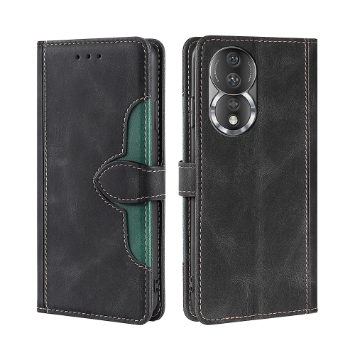 

For Honor 80 Skin Feel Magnetic Buckle Leather Phone Case(Black)