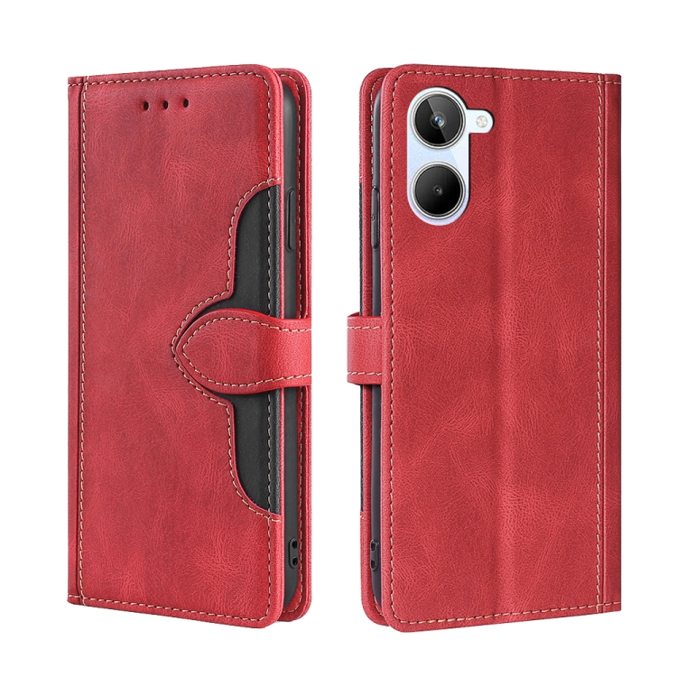 

For Realme 10 4G Skin Feel Magnetic Buckle Leather Phone Case(Red)