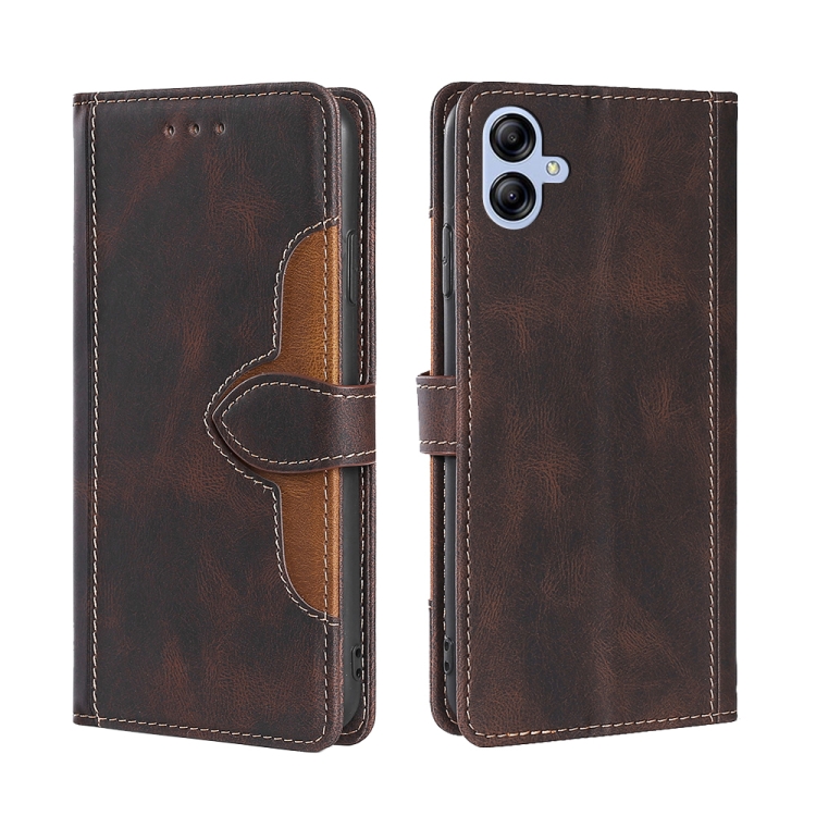 

For Samsung Galaxy A04e 4G Skin Feel Magnetic Buckle Leather Phone Case(Brown)