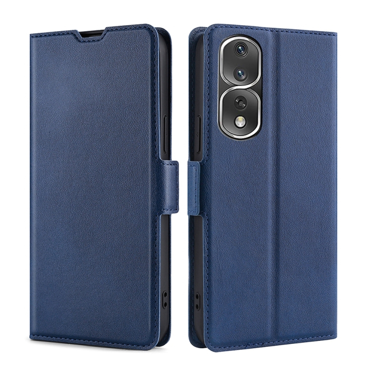 

For Honor 80 Pro Ultra-thin Voltage Side Buckle Horizontal Flip Leather Phone Case(Blue)