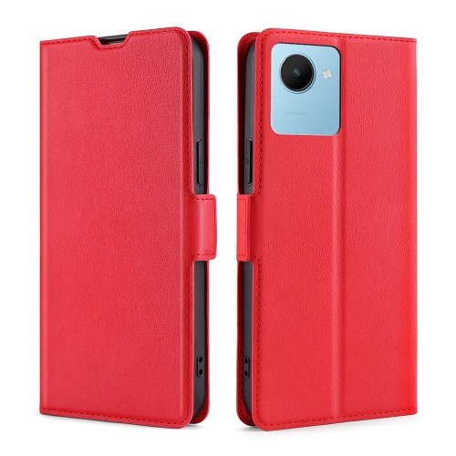 

For Realme C30s Ultra-thin Voltage Side Buckle Horizontal Flip Leather Phone Case(Red)