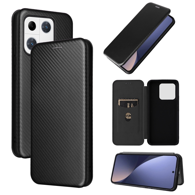 

For Xiaomi 13 Pro Global Carbon Fiber Texture Horizontal Flip PU Phone Case(Black)