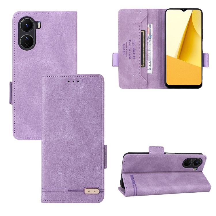 

For vivo Y16 4G Magnetic Clasp Flip Leather Phone Case(Purple)