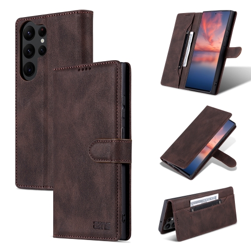 

For Samsung Galaxy S23 Ultra 5G AZNS Dream II Skin Feel Flip Leather Phone Case(Coffee)