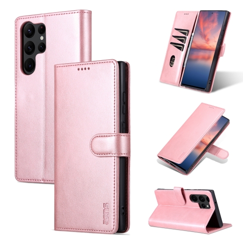 

For Samsung Galaxy S23 Ultra 5G AZNS Skin Feel Calf Texture Flip Leather Phone Case(Rose Gold)