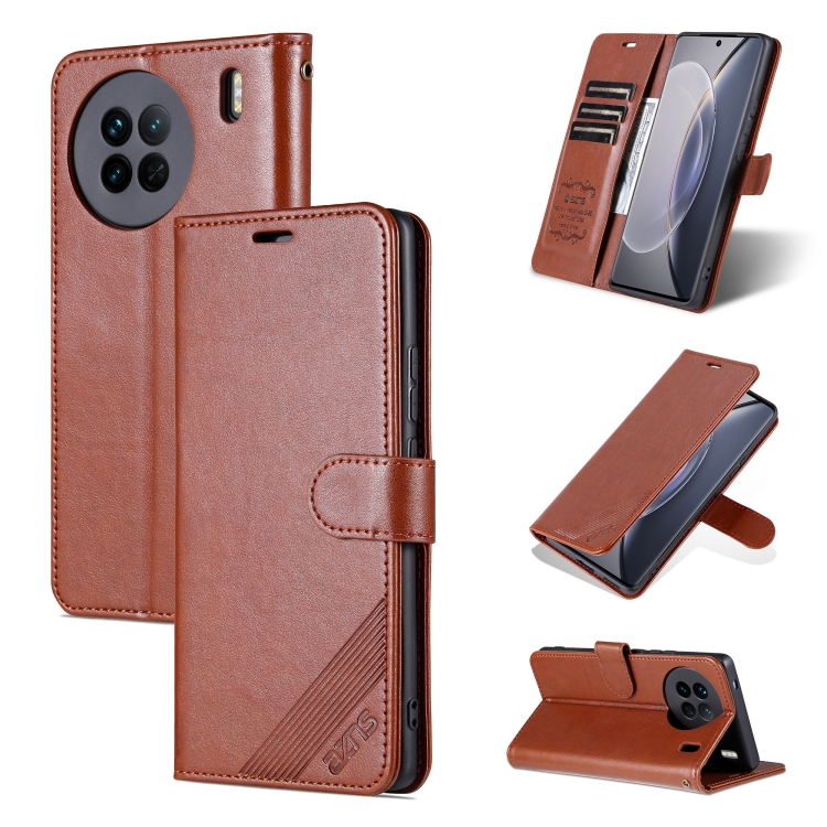 

For vivo X90 AZNS Sheepskin Texture Flip Leather Phone Case(Brown)