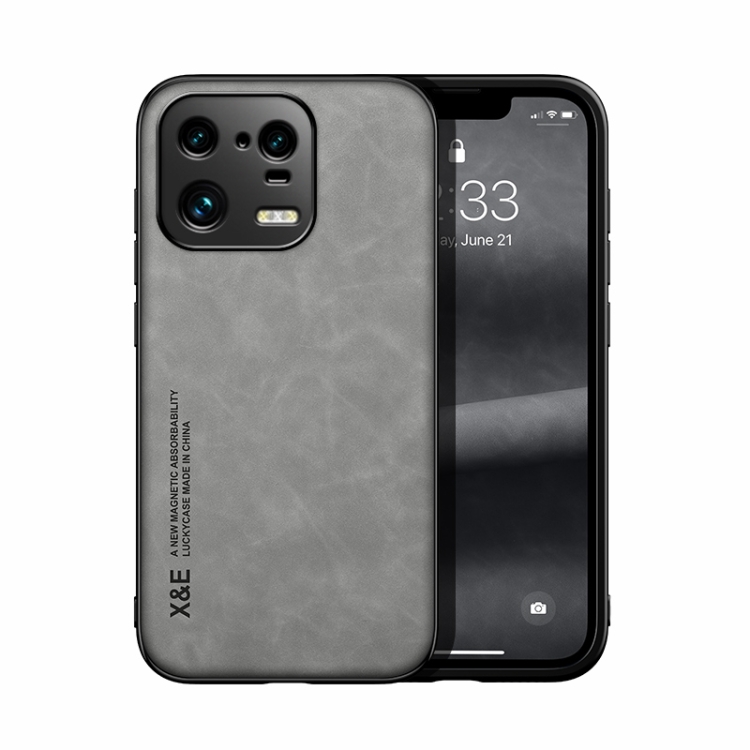 

For Xiaomi 13 Pro Skin Feel Magnetic Leather Back Phone Case(Light Grey)