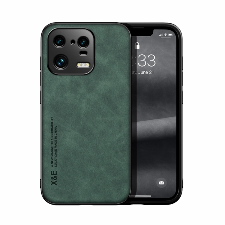 

For Xiaomi 13 Pro Skin Feel Magnetic Leather Back Phone Case(Green)