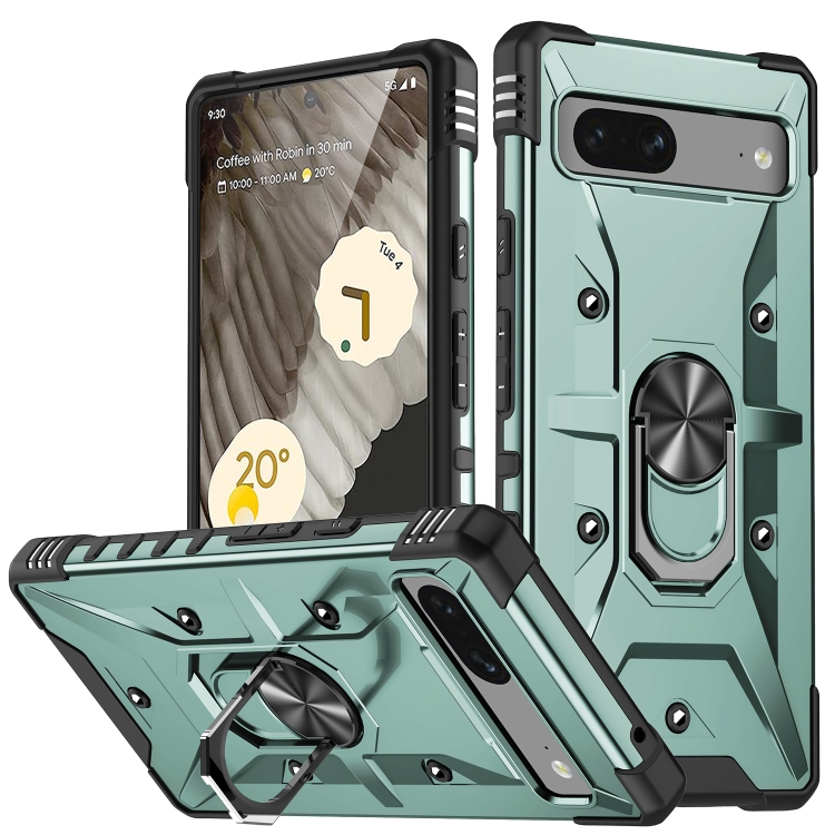 

For Google Pixel 7 5G Ring Holder Phone Case(Midnight Green)