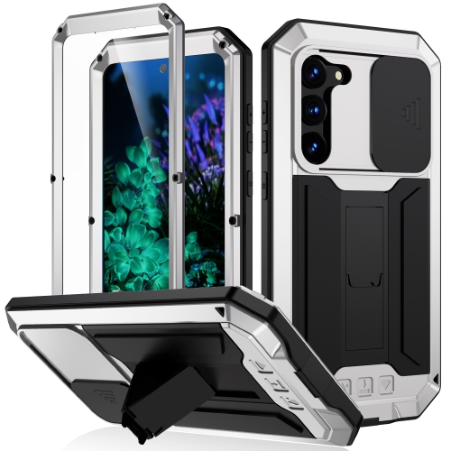 

For Samsung Galaxy S23+ 5G R-JUST Sliding Camera Design Life Waterproof Dustproof Shockproof Phone Case(Silver)