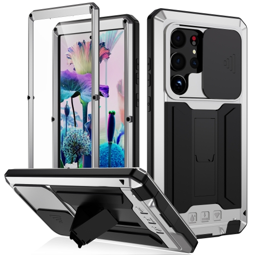 

For Samsung Galaxy S23 Ultra 5G R-JUST Sliding Camera Design Life Waterproof Dustproof Shockproof Phone Case(Silver)