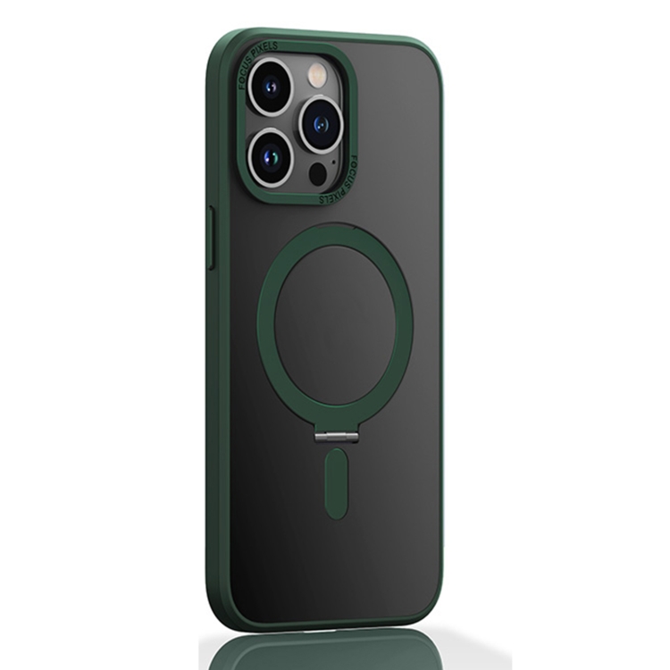 

For iPhone 14 Pro Max Skin Feel MagSafe Shockproof Protective Phone Case with Holder(Green)