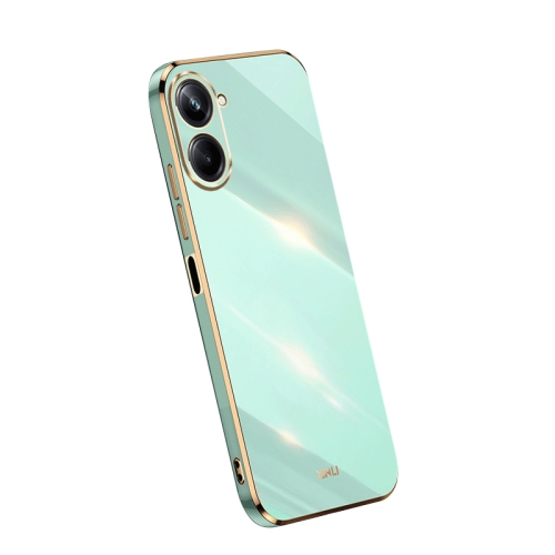 

For Realme 10 4G XINLI Straight Edge 6D Electroplate TPU Phone Case(Mint Green)