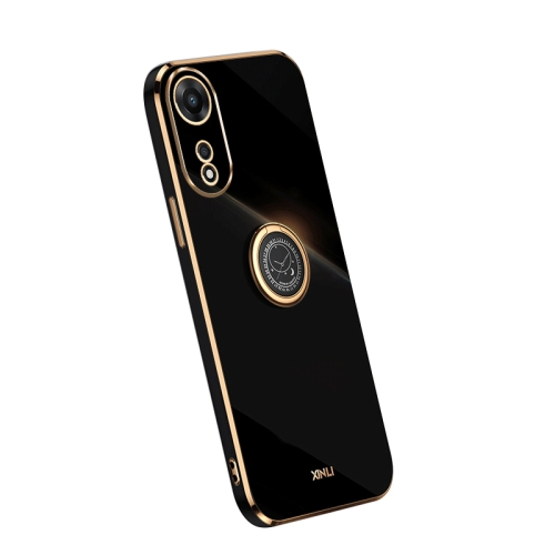 

For OPPO A1 Pro 5G XINLI Straight Edge Electroplate TPU Phone Case with Ring(Black)
