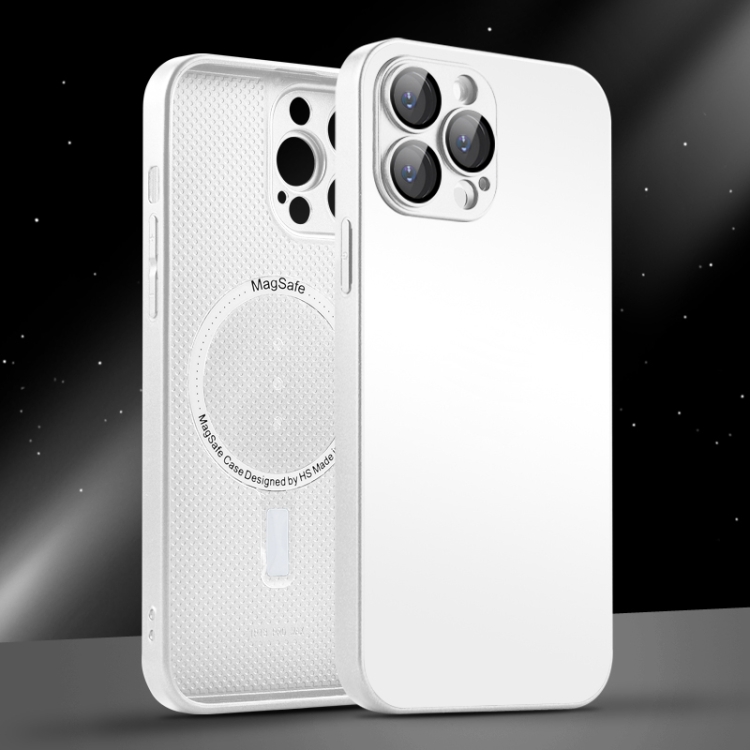 

For iPhone 14 AG Glass MagSafe Magnetic Phone Case(White)
