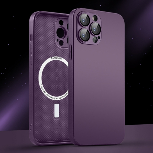 

For iPhone 12 Pro Max AG Glass MagSafe Magnetic Phone Case(Dark Purple)