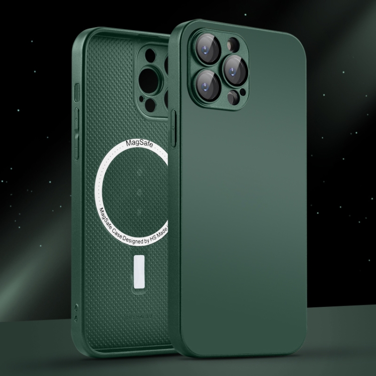 

For iPhone 12 Pro AG Glass MagSafe Magnetic Phone Case(Dark Green)