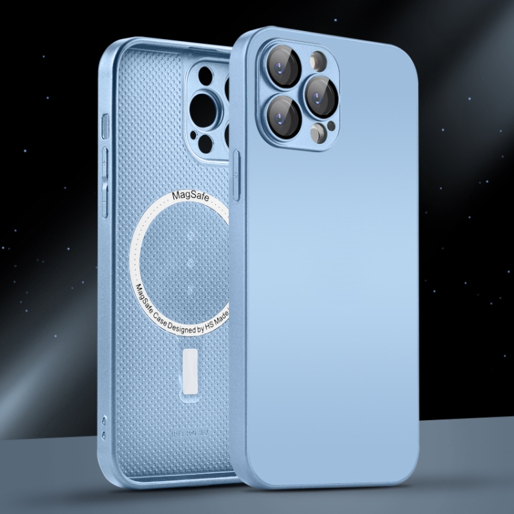 For iPhone 11 AG Glass MagSafe Magnetic Phone Case(Sierra Blue)