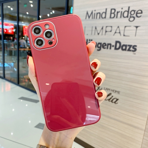

For iPhone 11 Pro Solid Color Tempered Glass Phone Case(Red)