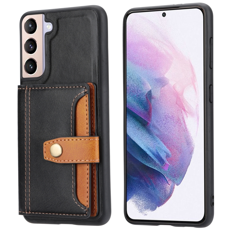

For Samsung Galaxy S23 5G Calfskin Color Matching TPU + PU Phone Case(Black)