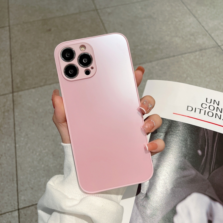 

For iPhone 14 Frosted Tempered Glass Phone Case(Pink)