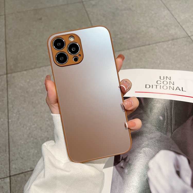 

For iPhone 13 Pro Frosted Tempered Glass Phone Case(Brown)