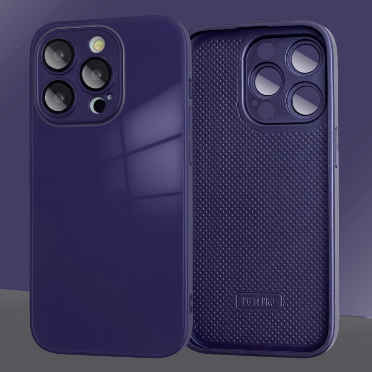 

For iPhone 14 Pro 9D Tempered Glass Phone Case(Dark Purple)