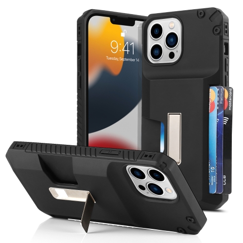 

For iPhone 13 Pro Frosted Card Slot Holder Phone Case(Black)