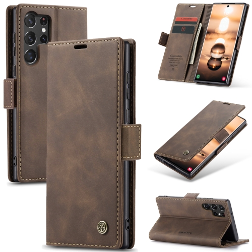 

For Samsung Galaxy S23 Ultra 5G CaseMe 013 Multifunctional Horizontal Flip Leather Phone Case(Coffee)