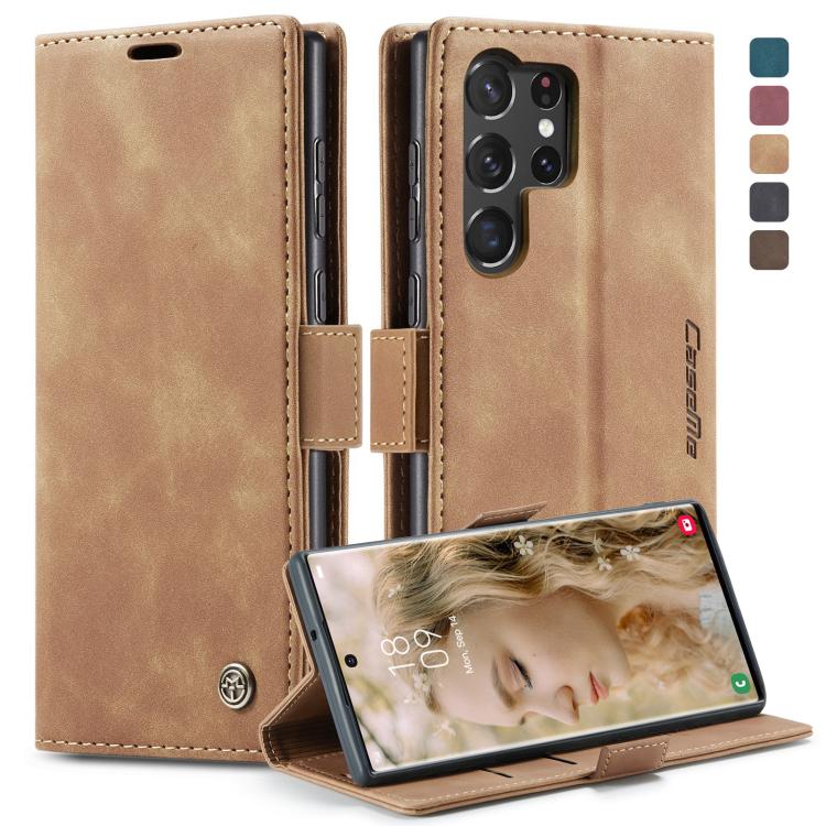 

For Samsung Galaxy S23 Ultra 5G CaseMe 013 Multifunctional Horizontal Flip Leather Phone Case(Brown)