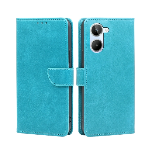 

For Realme C30s Calf Texture Buckle Flip Leather Phone Case(Light Blue)