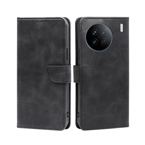 

For vivo X90 Calf Texture Buckle Flip Leather Phone Case(Black)