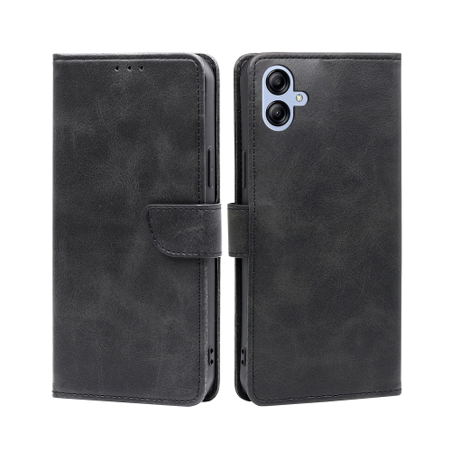 

For Samsung Galaxy A04e 4G Calf Texture Buckle Flip Leather Phone Case(Black)