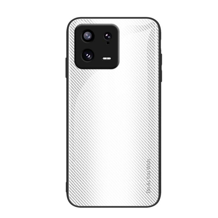 

For Xiaomi 13 Pro Texture Gradient Glass TPU Phone Case(White)