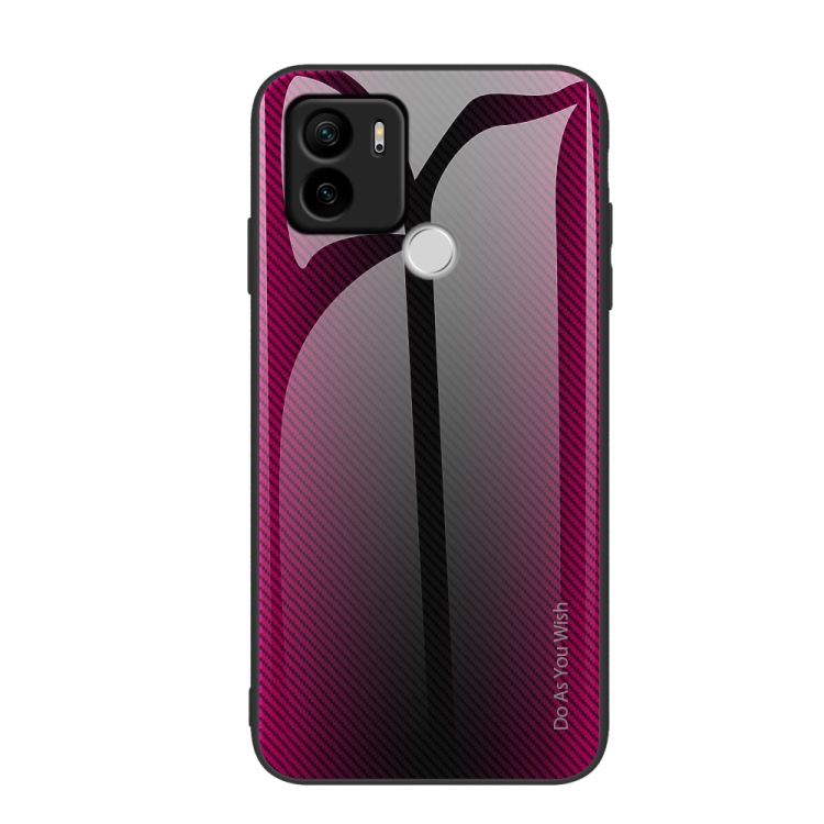 

For Xiaomi Redmi A1+ Texture Gradient Glass TPU Phone Case(Rose Red)