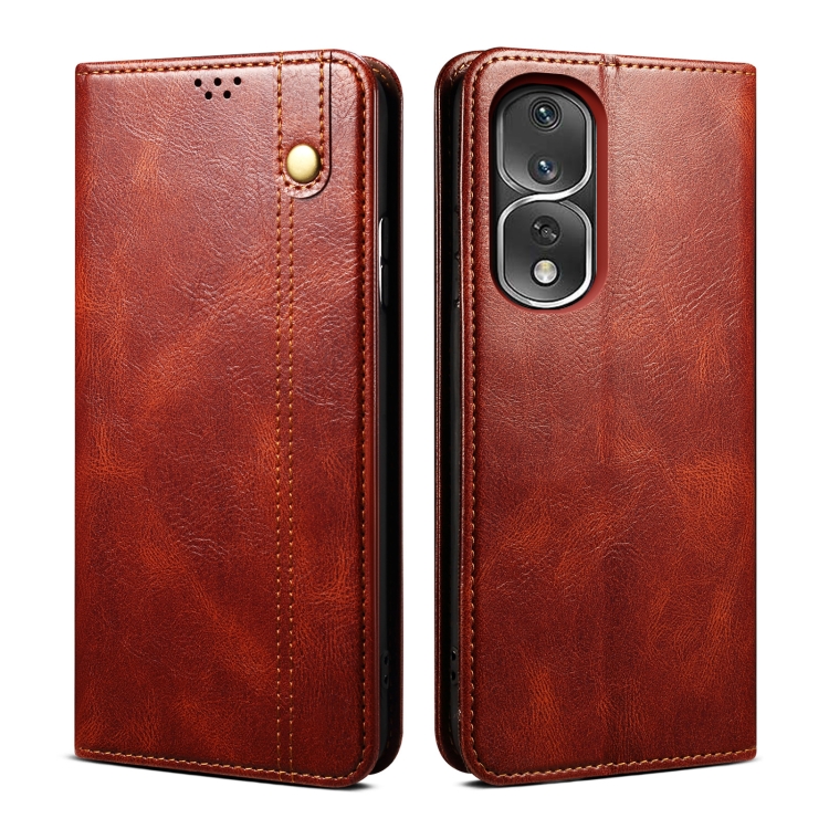 

For Honor 80 Pro Oil Wax Crazy Horse Texture Leather Phone Case(Brown)