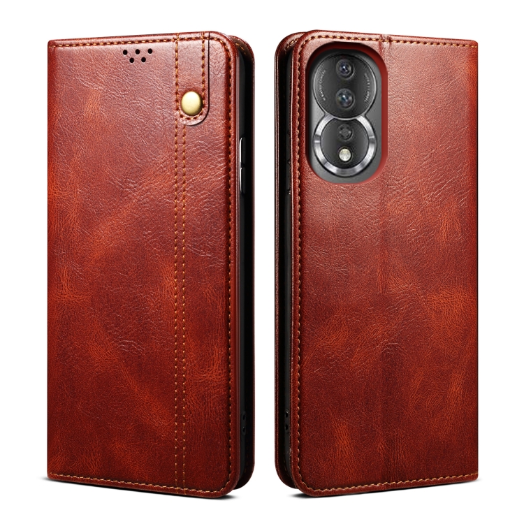 

For Honor 80 Oil Wax Crazy Horse Texture Leather Phone Case(Brown)