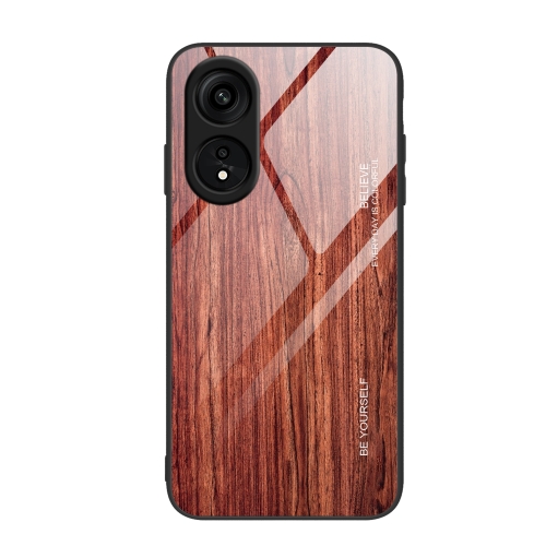 

For OPPO A1 Pro Wood Grain Glass TPU Phone Case(Coffee)