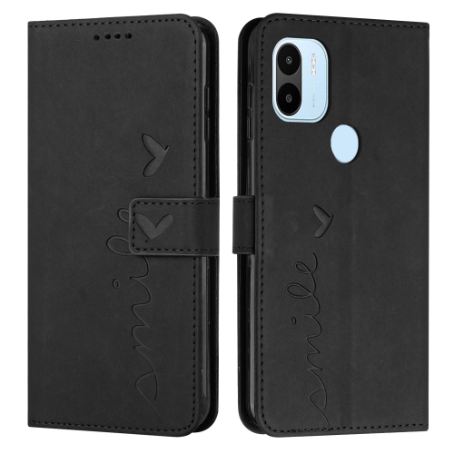 

For Xiaomi Redmi A1+ Skin Feel Heart Embossed Leather Phone Case(Black)