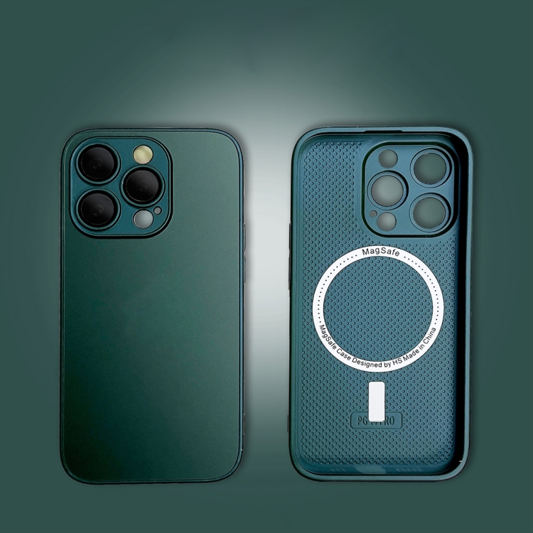 

For iPhone 13 Pro Max MagSafe Magnetic Tempered Glass Phone Case(Dark Green)