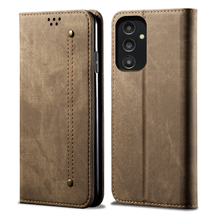 

For Samsung Galaxy A14 5G Denim Texture Leather Phone Case(Khaki)