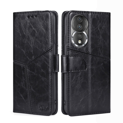 

For Honor 80 Geometric Stitching Horizontal Flip Leather Phone Case(Black)