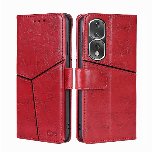 

For Honor 80 Pro Geometric Stitching Horizontal Flip Leather Phone Case(Red)